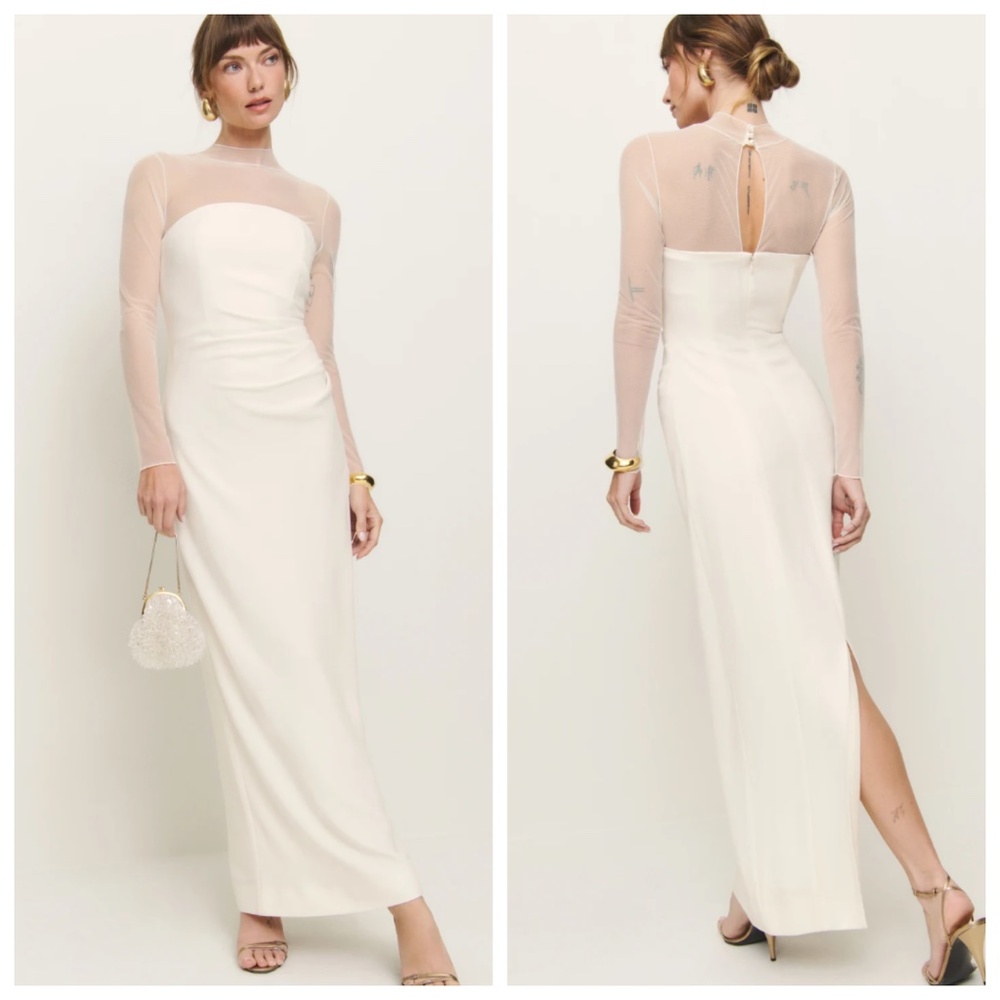 Reformation Adalia Wedding Dress Pearl Sheer Top Ivory White Bridal - 0 - w/ tag